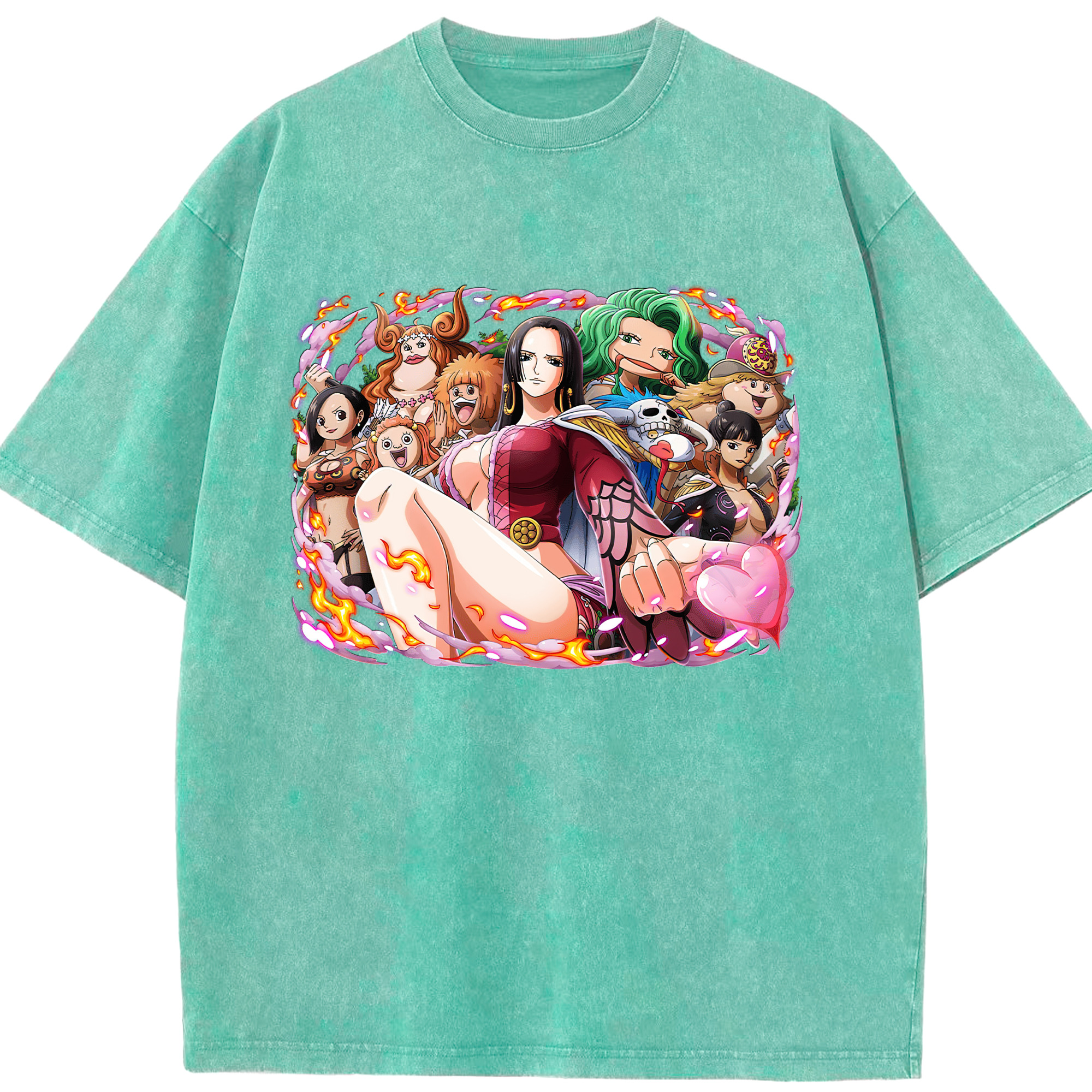 ワンピース ボア・ハンコック ONE PIECE Boa·Hancock 綿100% ヴィンテージ風 半袖Tシャツ（フロントプリント）